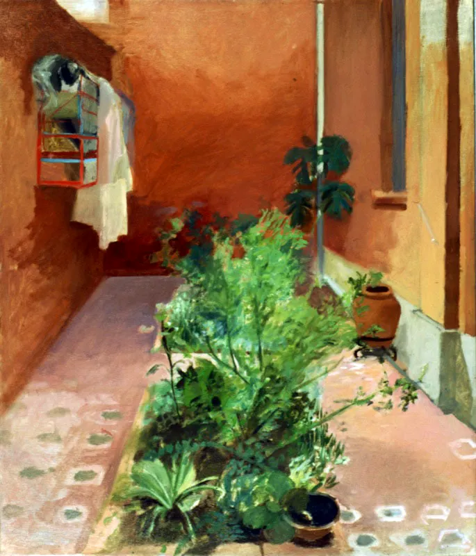 Patio rosado. 1968. leo sobre lienzo. 59,8 x 69,8 cm 