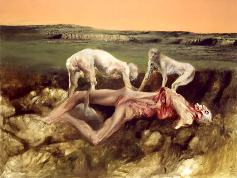 Cadaver con figuras. 2000. leo sobre lienzo. 46 x 61 cm 