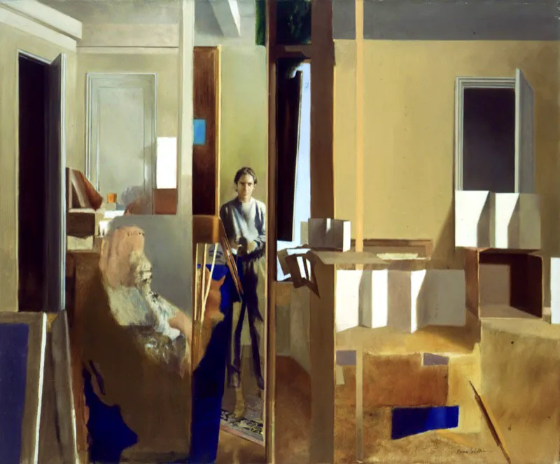 Interior con mancha azul. 1999. leo sobre lienzo. 71 x 86 cm 