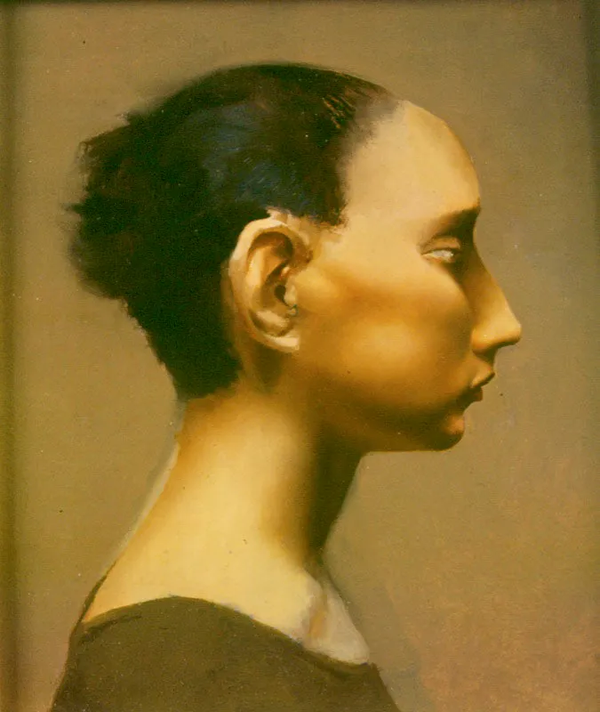 Perfil de mujer. 1987. leo sobre carton. 23 x 20 cm 