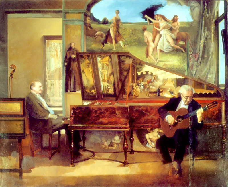 Retrato de Rafael Puyana y Andrs Segovia. 1991. leo sobre lienzo. 71 x 86,5 cm 