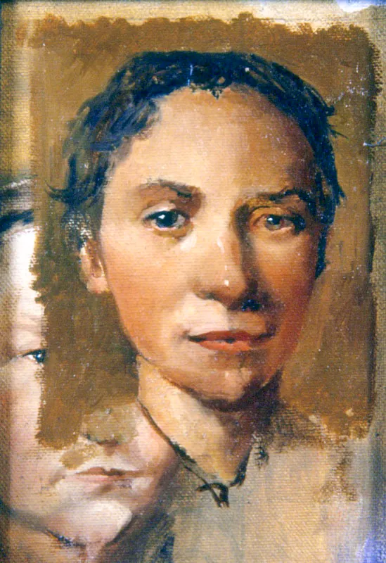 Mujer de frente. 1988. leo sobre lienzo. 18,5 x 13 cm 