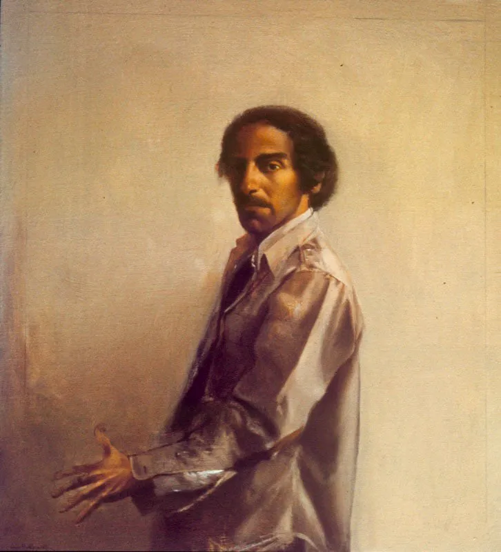 Autorretrato en camisa kaki. 1975. leo sobre lienzo. 55 x 50 cm 