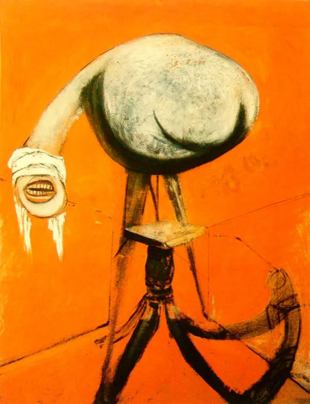 Francis Bacon / Tres estudios para figuras en la base de una crucifixión / 1944 / Óleo sobre madeflex / Tríptico, 95 x 73,5 cm cada panel. / Tate Gallery, Londres.