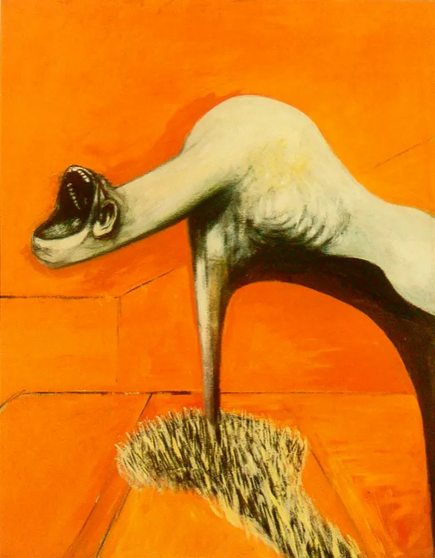 Francis Bacon / Tres estudios para figuras en la base de una crucifixin / 1944 / leo sobre madeflex / Trptico, 95 x 73,5 cm cada panel. / Tate Gallery, Londres. 