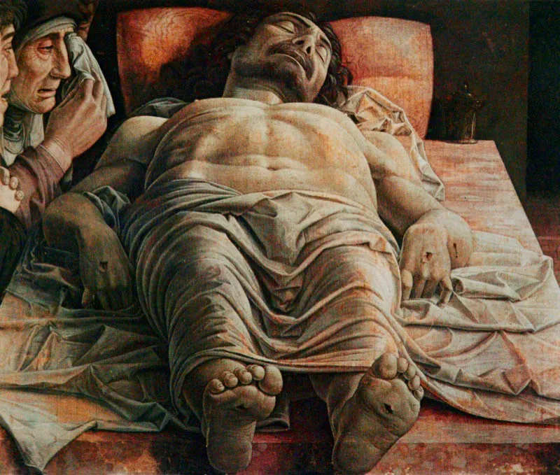 Andrea Mantegna / Cristo muerto / Óleo sobre lienzo / 66 x 81 cm / Pinacoteca de Brera, Milán.
