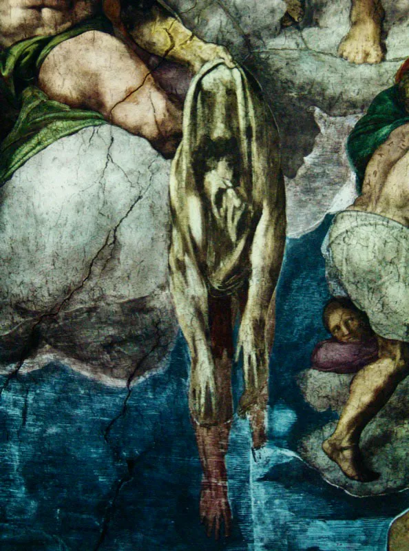 Miguel Ángel / Autorretrato en El juicio final / Pintura al fresco (detalle) / Capilla Sixtina, Roma.