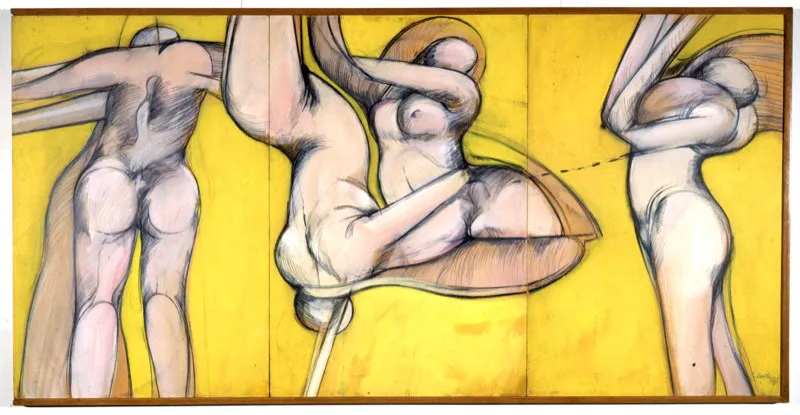 1969 / Aguada de óleo, pastel y carboncillo sobre cartón / Políptico, 120 x 480 cm