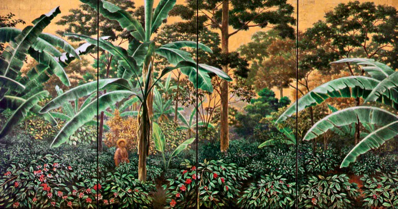 Gonzalo Ariza, Cafetal (detalle). Políptico óleo,160 x 280 cm Andrés Mauricio López