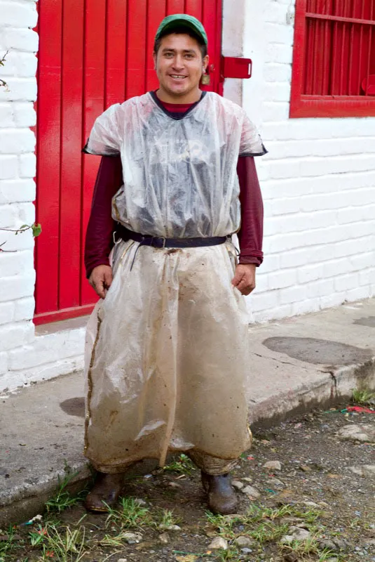 Los recolectores de caf se han visto obligados a crear una moda plstica, pues confeccionan de manera ingeniosa atavos y accesorios de plstico y otros materiales con el fin de proteger la cabeza, el tronco y los brazos de las inclemencias del clima y de las recias ramas de los arbustos, tal como lo hacen estos recolectores de la hacienda Venecia, Manizales, Caldas, y La Sierra, Cauca. Andrs Mauricio Lpez