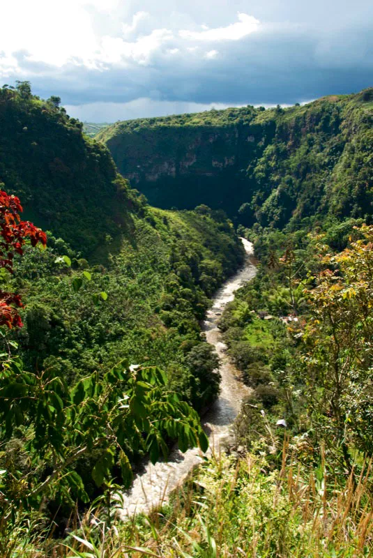 El ro Magdalena, la columna vertebral fluvial del pas, nace en el gran macizo colombiano y se despea entre las estrechas gargantas de las montaas del Huila, antes de abrirse y ancharse en el gran valle que lleva su nombre. Andrs Mauricio Lpez