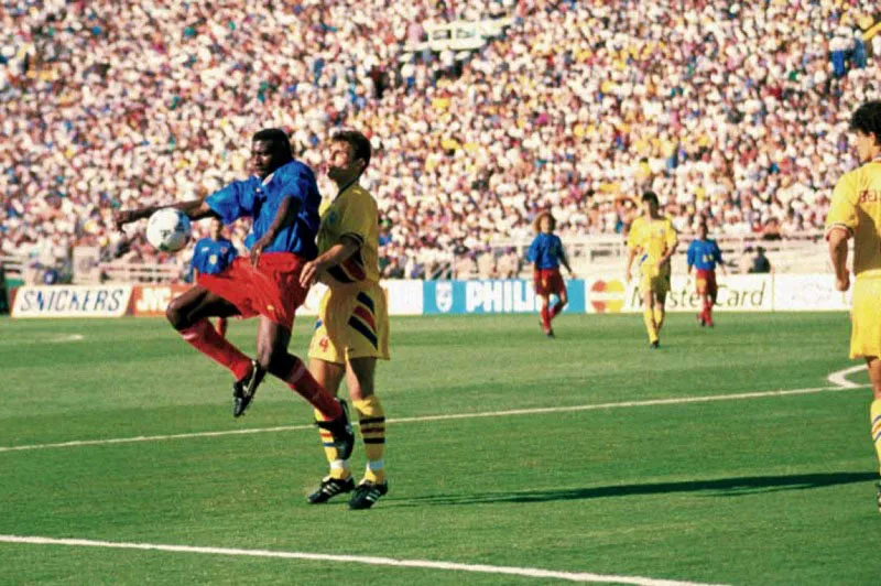 Junio 18, 1994, Rumania 3, Colombia 1. 
El Tren Valencia anota el nico gol de Colombia ante los rumanos. 