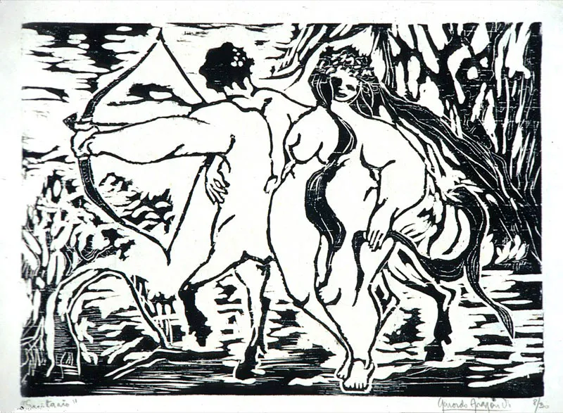 Sagitario / 1969-1972 / Xilografía sobre papel / 31 x 43 cm