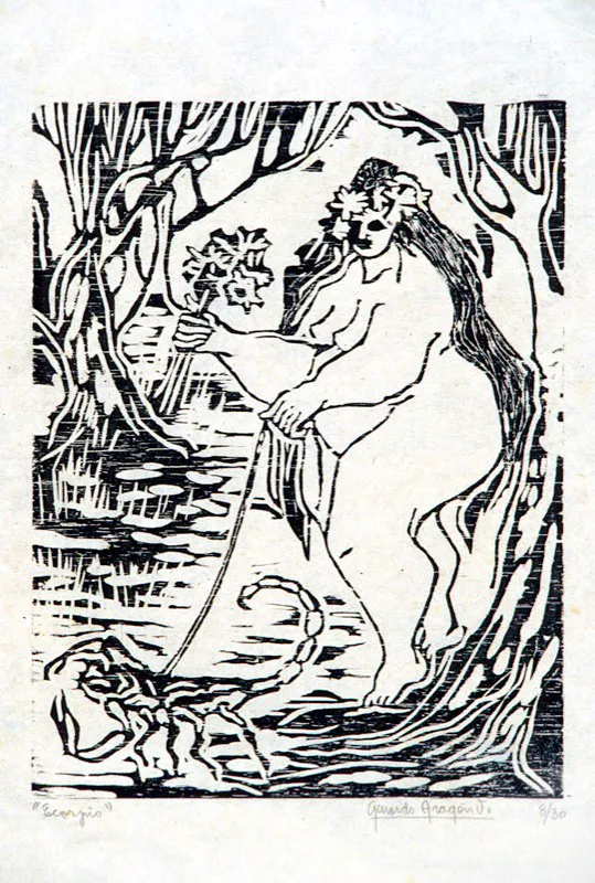 Escorpión / 1969-1972 / Xilografía sobre papel / 43 X 31 cm