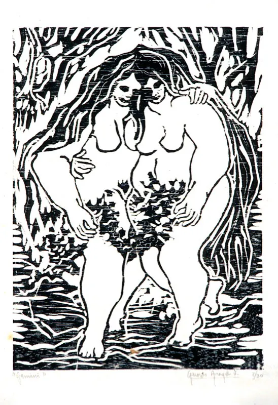 Géminis / 1969-1972 / Xilografía sobre papel / 43 X 31 cm