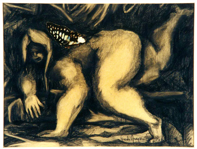 De la serie “Mitología” Duende / 1970 / Lápiz, collage / 25 x 32,5 cm