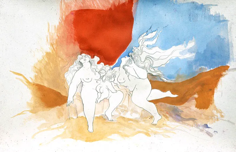 Dibujo de la serie “Mujeres con niño” / 1979-1980 / Lápiz y témpera sobre papel / 44 x 58 cm