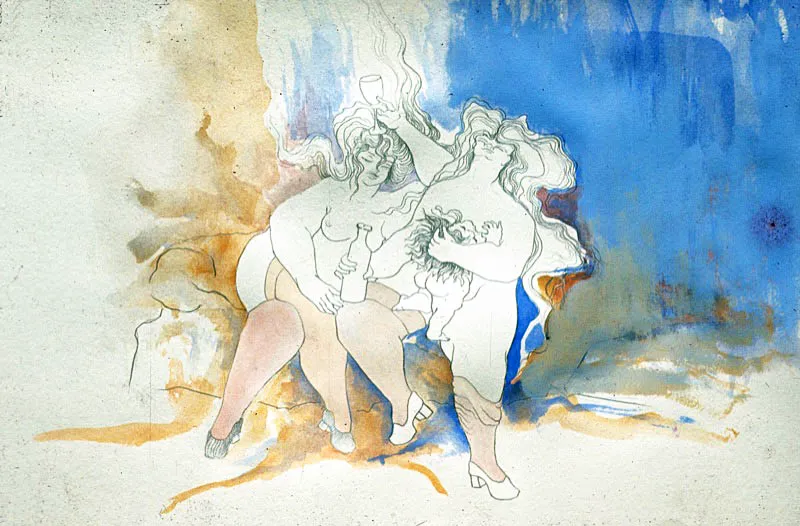 Dibujo de la serie “Mujeres con niño” / 1979-1980 / Lápiz y témpera sobre papel / 44 x 58 cm