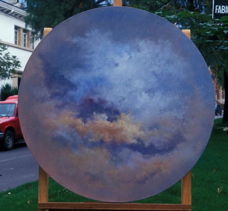 Serie “Orbis” / Sin título / ca.1998 / Óleo sobre lienzo / 102 cm diámetro