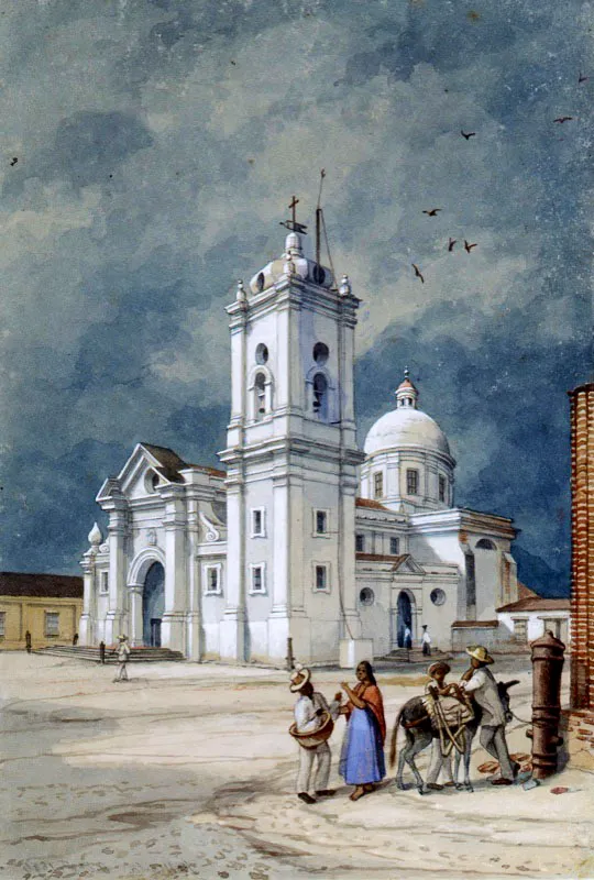 Edward Walhouse Mark / Mlaga (Espaa), 1817 - Norwood (Inglaterra), 1895 / Catedral de Santa Marta / Acuarela sobre papel / 25,3 x 17,3 cm / Registro 040 / Ingreso a la coleccin: diciembre 1957 