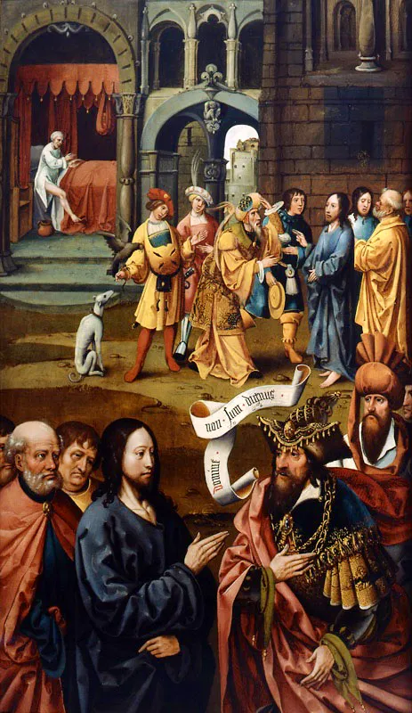 Maestro de la Adoracin de Amberes / Flandes, siglo xvi / Cristo y el centurin de Cafarnaum (lado A)  / 1520-1530 / leo sobre madera / Ala de altar pintada en las dos caras / 128,3 x 75,6 cm / Registro 3030 / Ingreso a la coleccin: abril de 1999 