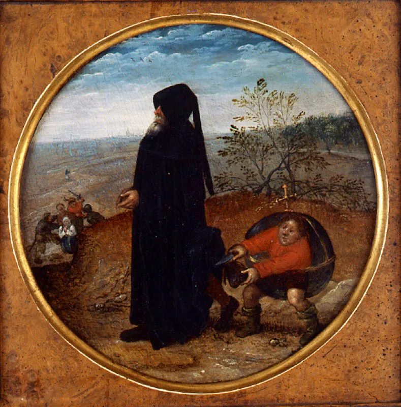 Pieter Brueghel, el Joven / Bruselas (Flandes), 1564 - Amberes (Flandes), 1637/38 / El misntropo / Ca. 1600 / leo sobre madera  / 18 cm de dimetro / Registro 3031 / Ingreso a la coleccin: abril de 1999 