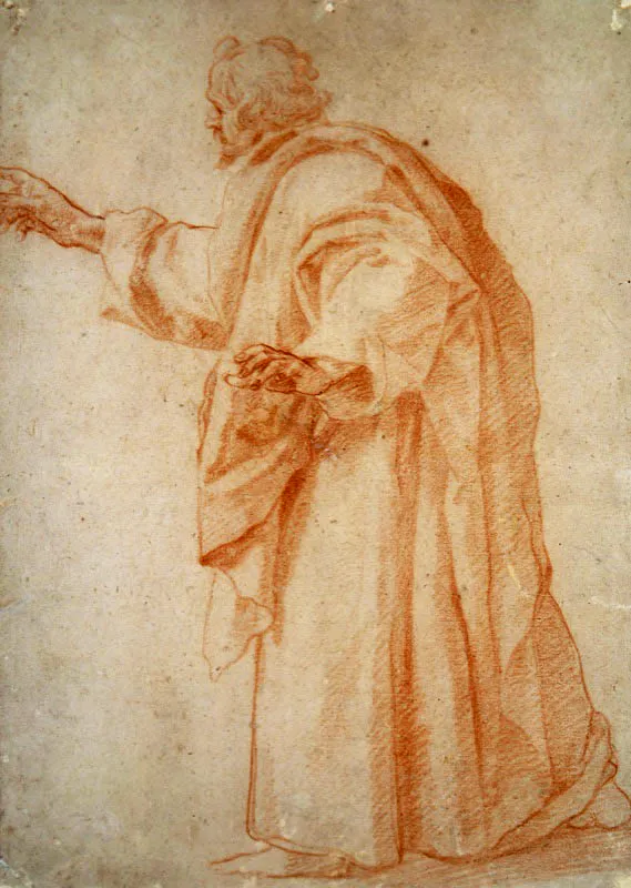 Matteo Rosselli (Roselli) / Florencia (Italia), 1578 - 1650 / Personaje de pie / Siglo xvi-xvii / Sanguina sobre papel / 40,2 x 27,7 cm / Registro 3202 / Ingreso a la colección: octubre de 2000