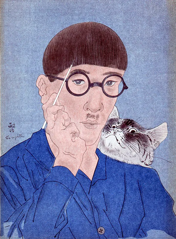Leonard (Tsuguharu) Foujita / Edogawe (Japón), 1886 - Zurich (Suiza), 1968 / Autorretrato con gato / Ca. 1928 / Xilografía sobre papel / 40,5 x 29 cm / Registro 4263 / Ingreso a la colección: agosto de 2006