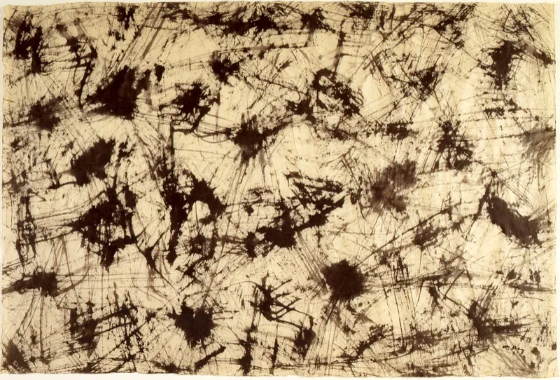 Mark Tobey / Centerville, Wisconsin (Estados Unidos), 1890 - Basilea (Suiza), 1976 / Sumi / 1957 / Tinta sobre papel / 58,1 x 86,7 cm / Registro 3686 / Ingreso a la colección: agosto de 2002 / Donación parcial de la Fundación Amigos de las Colecciones de Arte del Banco de la República