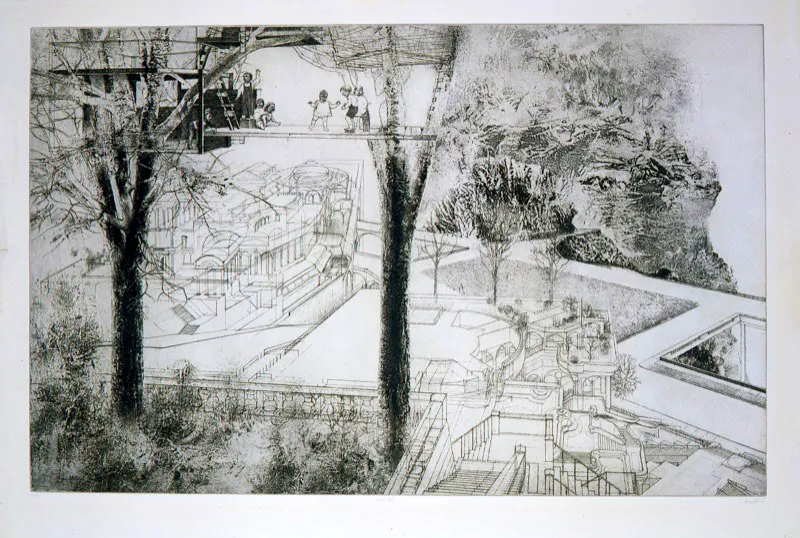Peter Milton / Lower Merion, Pennsylvania (Estados Unidos), 1930 / Juego de niños / 1966 / Aguafuerte, aguatinta, fotograbado / 40 x 50 cm / Registro 0348 / Ingreso a la colección: mayo de 1972