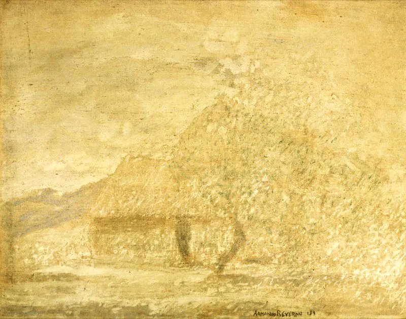 Armando Reverón / Caracas (Venezuela) 1889 - 1954 / Paisaje y rancho / 1924 / Óleo sobre tela / 50,1 x 63,2 cm / Registro 2365 / Ingreso a la colección: agosto de 1996