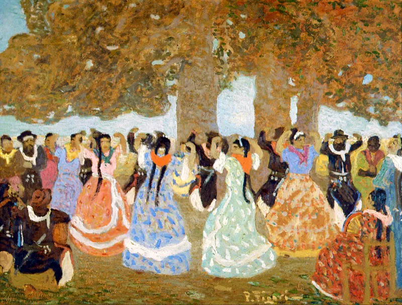Pedro Figari / Montevideo (Uruguay), 1861 - 1938 / Figuras bailando / Ca. 1921 / Óleo sobre cartón / 68 x 78,7 cm / Registro 2907 / Ingreso a la colección: noviembre de 1997