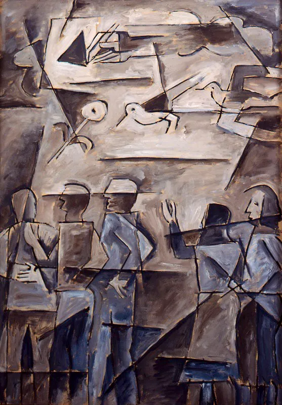 Julio Alpuy / San Gregorio de Tacuarembó (Uruguay), 1919 / Composición metafísica / 1960 / Óleo sobre cartón / 73 x 54,5 cm / Registro 0188 / Ingreso a la colección: abril de 1960 / Donación del artista