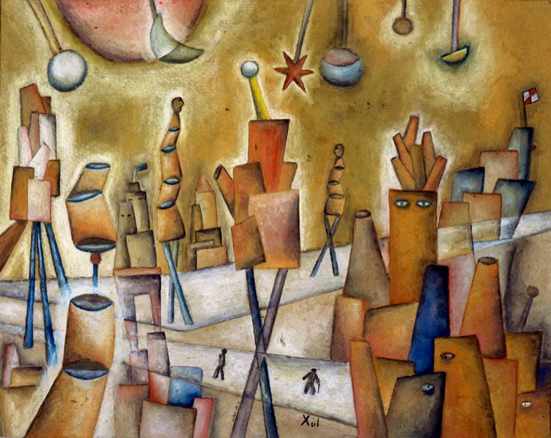 Alejandro Xul Solar / San Fernando, Buenos Aires (Argentina), 1887 - Delta, Buenos Aires, (Argentina), 1963 / Sin título / 1931 / Aguada sobre cartón / 22 x 28 cm / Registro 3910 / Ingreso a la colección: julio de 2003 / Donación parcial Fundación Amigos de las Colecciones de Arte del Banco de la República