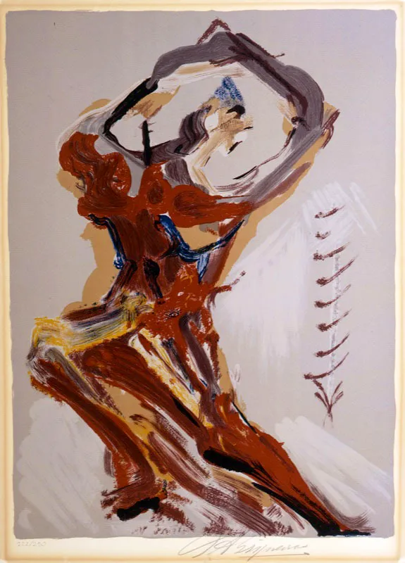 David Alfaro Siqueiros / Chihuahua (México), 1896 - Cuernavaca (México), 1974 / Fantasía prisionera / 1973 / Litografía en color sobre papel / 55 x 40 cm / Registro 0596 / Ingreso a la colección: febrero de 1976