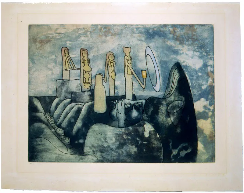 Roberto Matta / Santiago (Chile), 1911 - Civitavecchia, Roma (Italia), 2002 / Mujeres en la roca / 1971 / Litografía sobre papel / 56 x 71 cm / Registro 409 / Ingreso a la colección: diciembre de 1972
