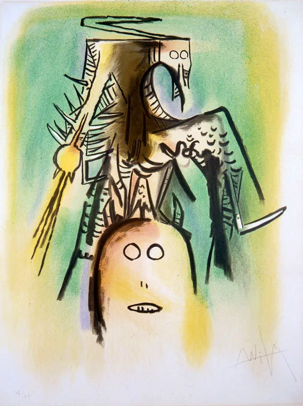 Wifredo Lam / Sagua La Grande (Cuba), 1902 - Pars (Francia), 1982 / La mirada vertical / 1973 / Litografa sobre papel / 65 x 50 cm / Registro 0872 / Ingreso a la coleccin: julio de 1978 