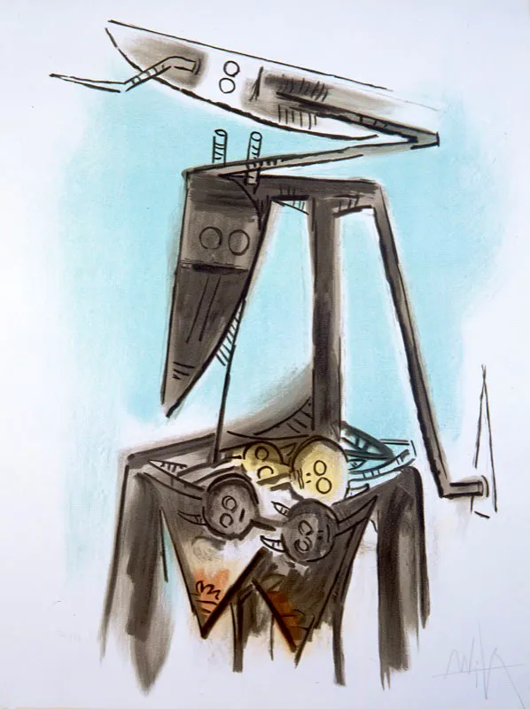 Wifredo Lam / Sagua La Grande (Cuba), 1902 - París (Francia), 1982 / La mirada vertical / 1973 / Litografía sobre papel / 65 x 50 cm / Registro 0871 / Ingreso a la colección: julio de 1978