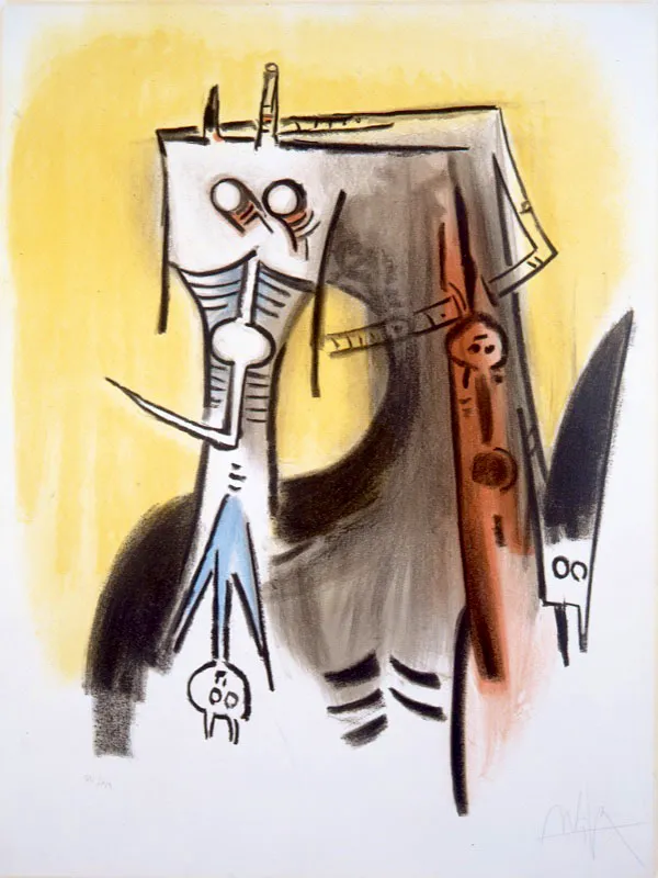 Wifredo Lam / Sagua La Grande (Cuba), 1902 - París (Francia), 1982 / La mirada vertical / 1973 / Litografía sobre papel / 65 x 50 cm / Registro 0870 / Ingreso a la colección: julio de 1978