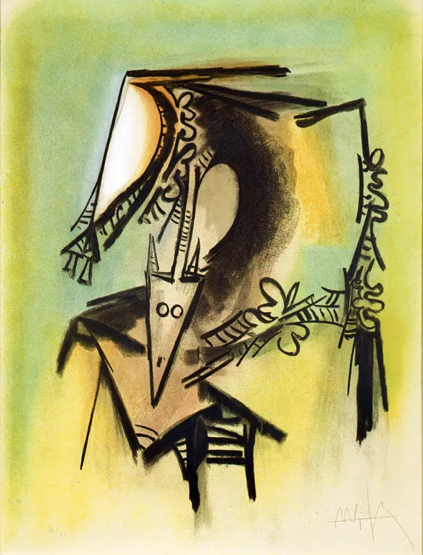 Wifredo Lam / Sagua La Grande (Cuba), 1902 - París (Francia), 1982 / La mirada vertical / 1973 / Litografía sobre papel / 65 x 50 cm / Registro 0868 / Ingreso a la colección: julio de 1978