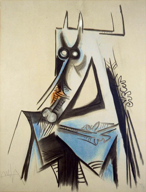 Wifredo Lam / Sagua La Grande (Cuba), 1902 - París (Francia), 1982 / La mirada vertical / 1973 / Litografía sobre papel / 65 x 50 cm / Registro 0868 / Ingreso a la colección: julio de 1978
