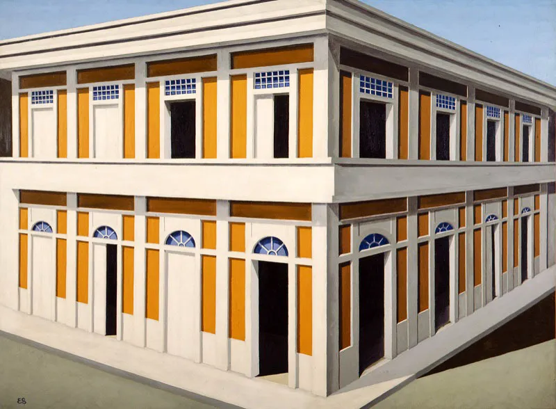 Emilio Sánchez / La Habana (Cuba), 1921 - Warwick, Nueva York (Estados Unidos), 1999 / La casa naranja / 1972 / Óleo sobre tela / 183 x 243 cm / Registro 0361 / Ingreso a la colección: agosto de 1972
