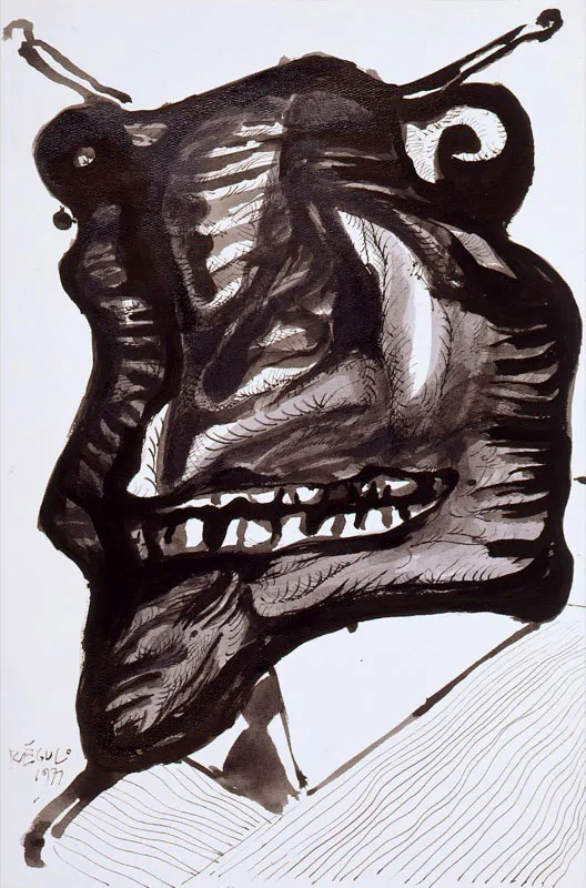 Rgulo Prez  / Caicara del Orinoco (Venezuela), 1929  / Retrato de insecto I / 1971 / Tinta sobre papel / 56,5 x 37,5 cm / Registro 0570 / Ingreso a la coleccin: octubre de 1975 