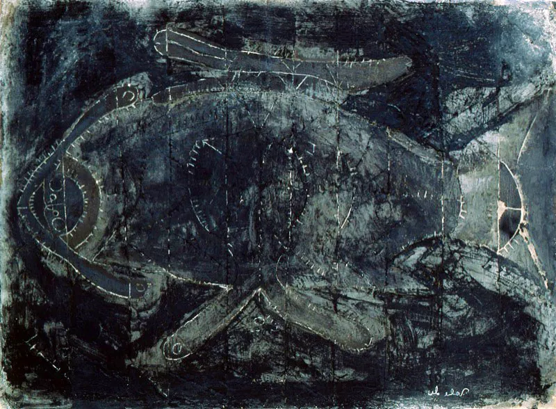 Francisco Toledo / Juchitán, Oaxaca (México), 1940 / Pescado / 1971 / Óleo, grafito y yeso sobre papel adherido a lienzo / 56,8 x 77,2 cm / Registro 3204 / Ingreso a la colección: octubre de 2000