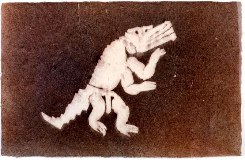 Francisco Toledo / Juchitán, Oaxaca (México), 1940 / Lagarto ensamble / 2001 / Estarcido sobre papel de fique / 25 x 39 cm / Registro 4069 / Ingreso a la colección: noviembre de 2003