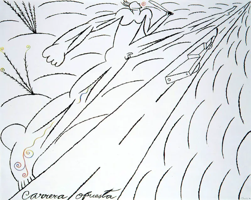 José Bedia / La Habana (Cuba), 1959 / Carrera opuesta / 1990 / Tinta china sobre papel / 69 x 88 cm / Registro 1808 / Ingreso a la colección: noviembre de 1991