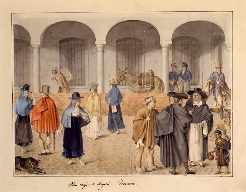 François Désiré Roulin / Rennes (Francia), 1796 - París (Francia) 1874 / Plaza de San Victorino, en Bogotá / Acuarela sobre papel / 20,3 x 26,7 cm / Registro 4088 / Ingreso a la colección: noviembre 2003