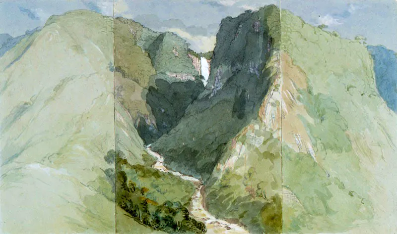 Edward Walhouse Mark / Málaga (España), 1817 - Norwood (Inglaterra), 1895 / Salto del Tequendama / 1847 / Acuarela sobre papel / 24,8 x 41,5 cm / Registro: 0031 / Ingreso a la colección: 1958