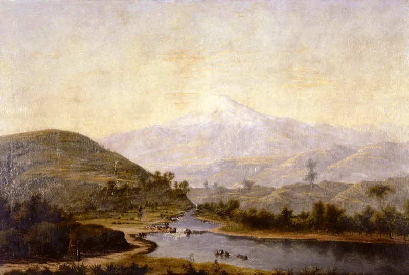 Rafael Salas / Quito (Ecuador), 1828 - 1906 / Vista del Chimborazo / Ca.1870 - 1880 / Óleo sobre tela / 76,5 x 114,7 cm / Registro 123266 / Ingreso a la colección: febrero de 2003