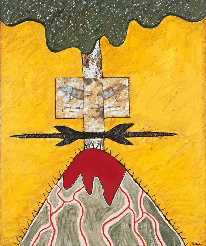 Ofelia Rodríguez / Sueño amarillo luminoso de una montaña al vivo / 1992 / Mixta sobre lienzo / 128 X 107 cm Óscar Monsalve